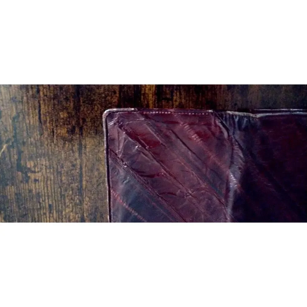 Joli Vintage Genuine Eel Skin Leather of the Sea Bifold Wallet Rich Burgundy Red